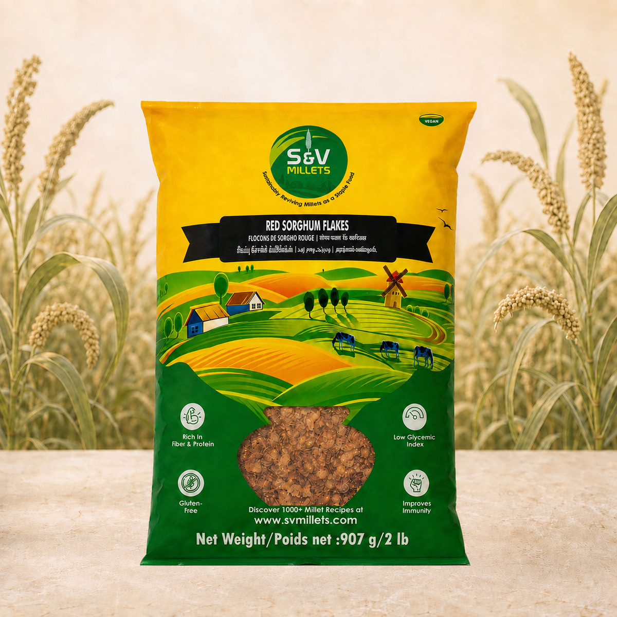 Red Sorghum Flakes (Poha)